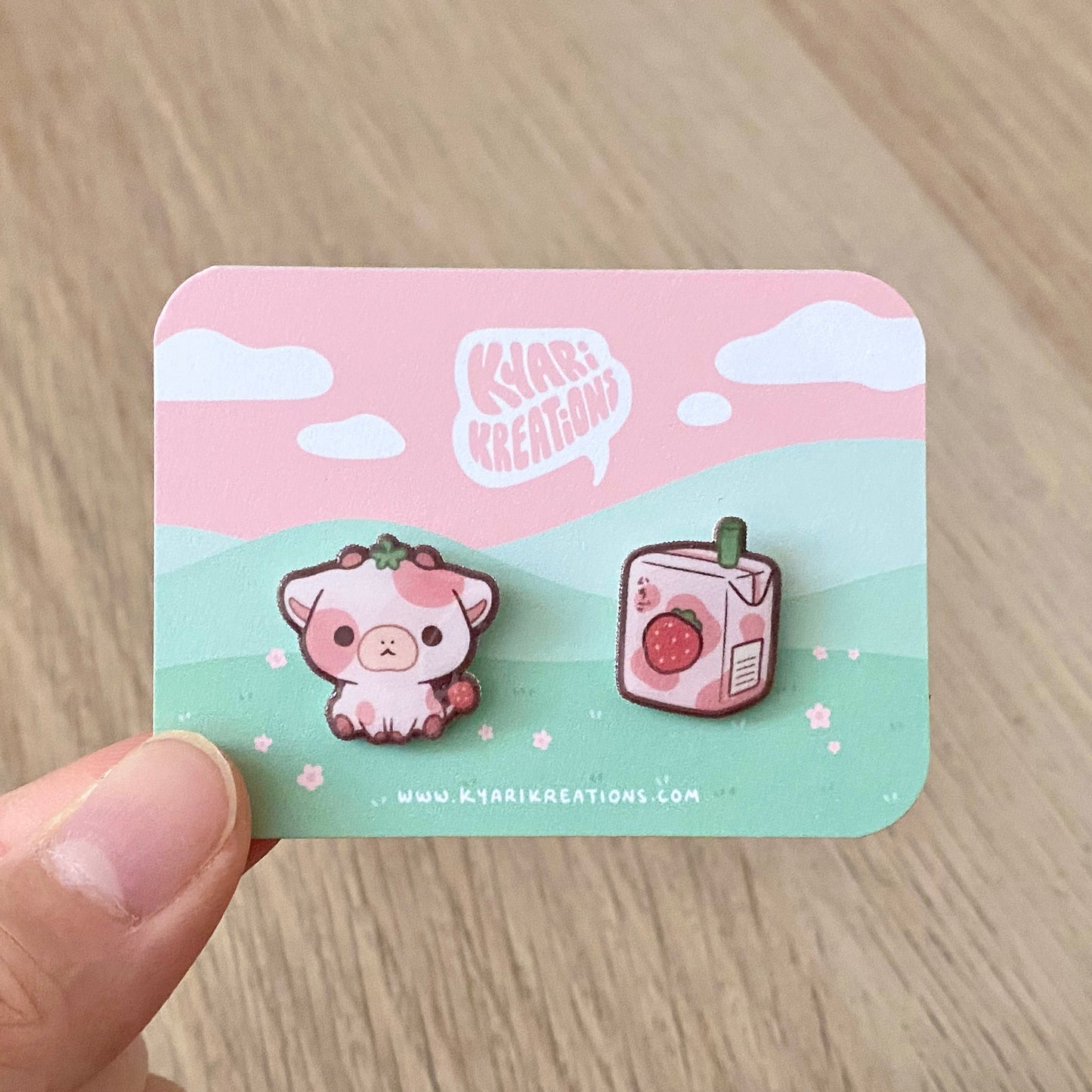 Strawberry Cow Stud Earrings - KyariKreations