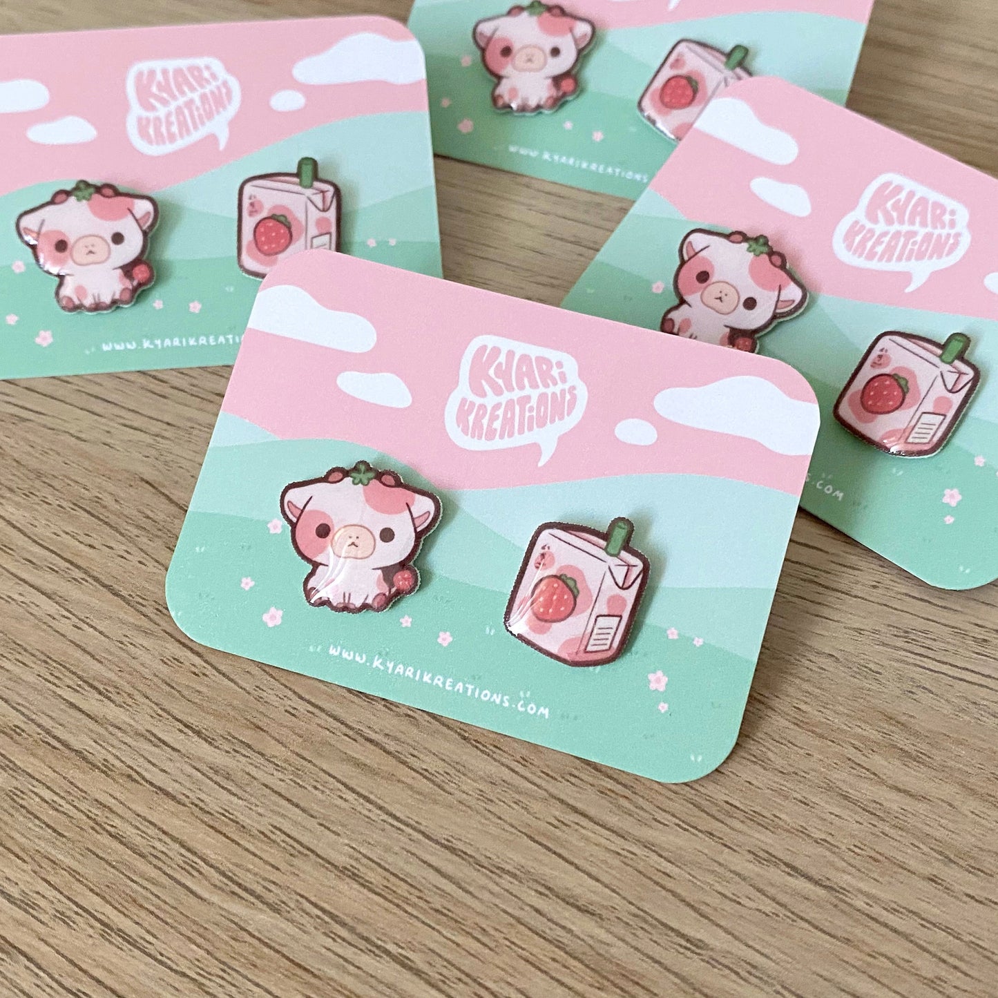 Strawberry Cow Stud Earrings - KyariKreations