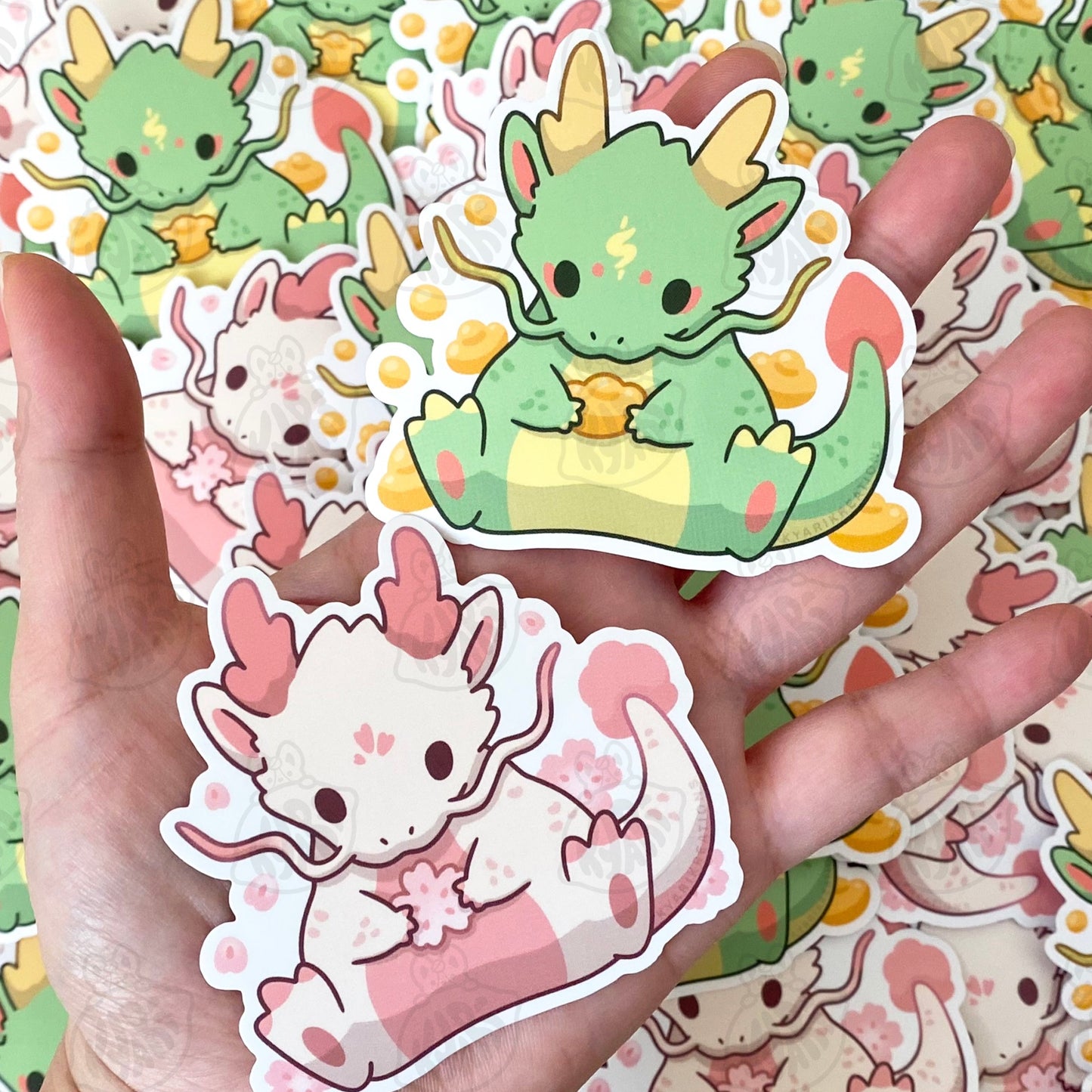 Lucky Sakura Dragon Stickers - KyariKreations
