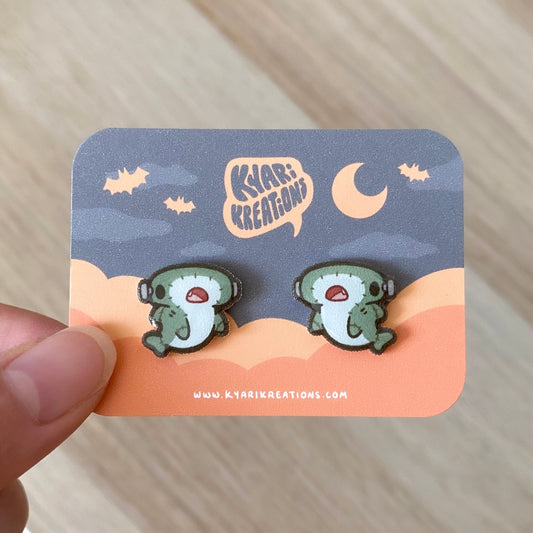 Frankenstein Shark Stud Earrings - KyariKreations
