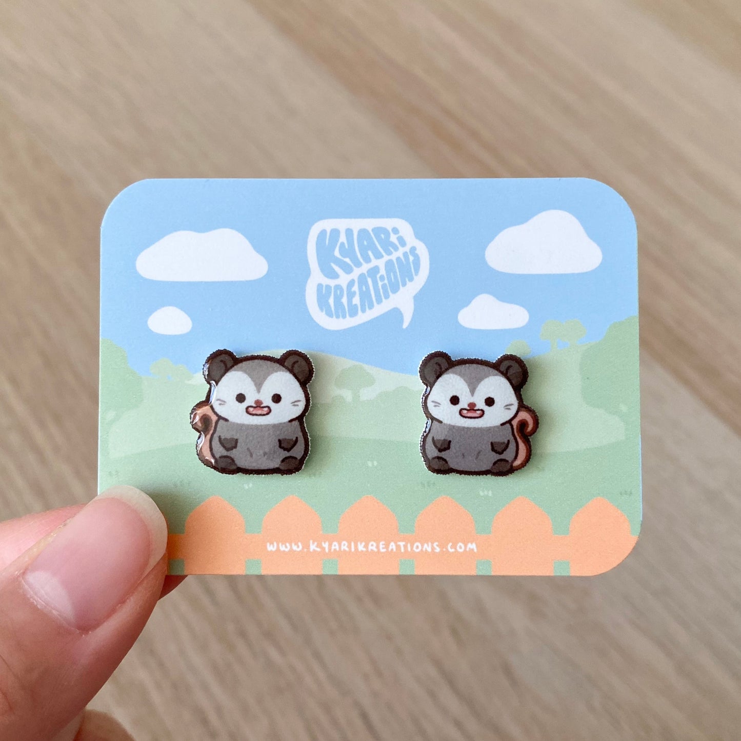 Opossum Stud Earrings - KyariKreations
