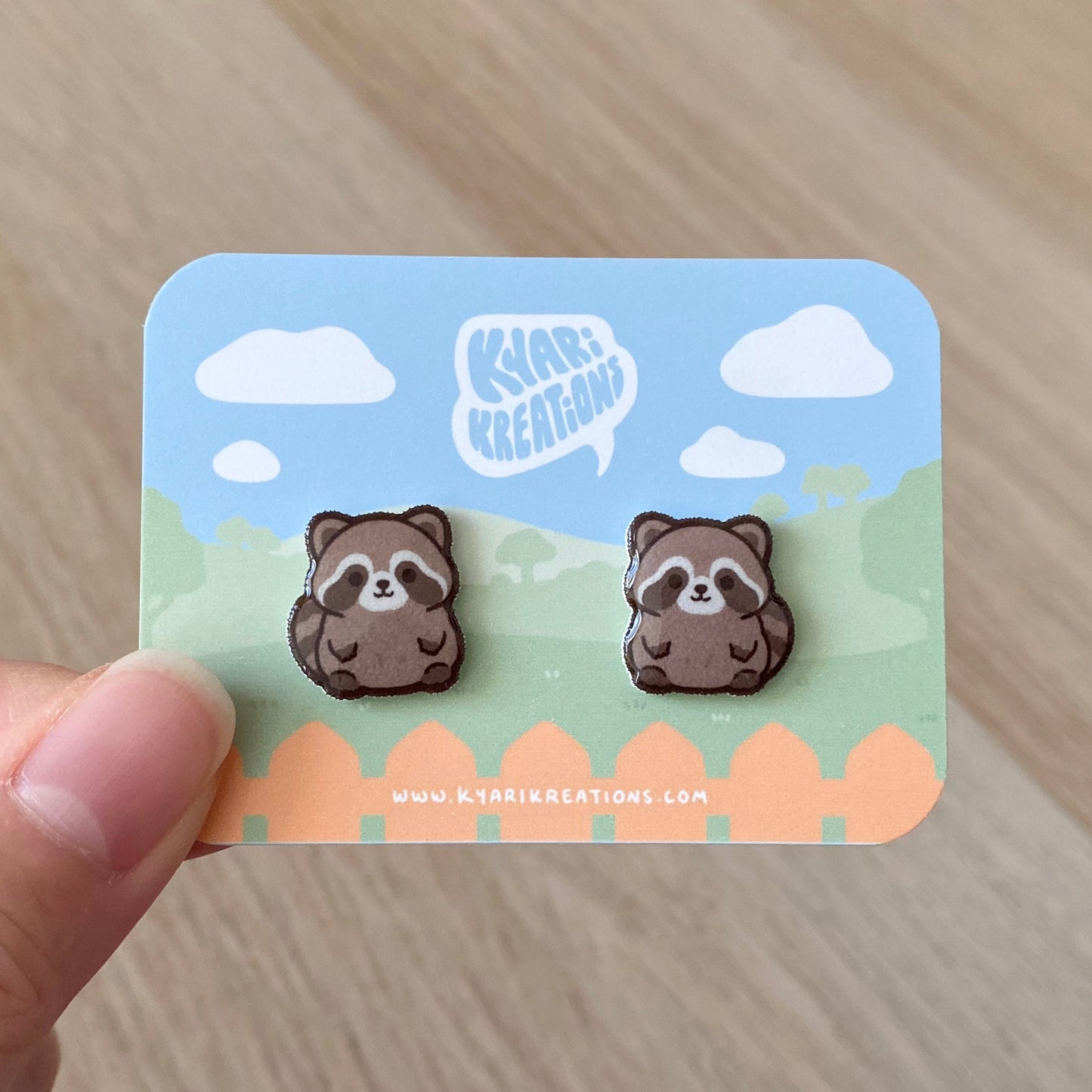 Raccoon Stud Earrings - KyariKreations