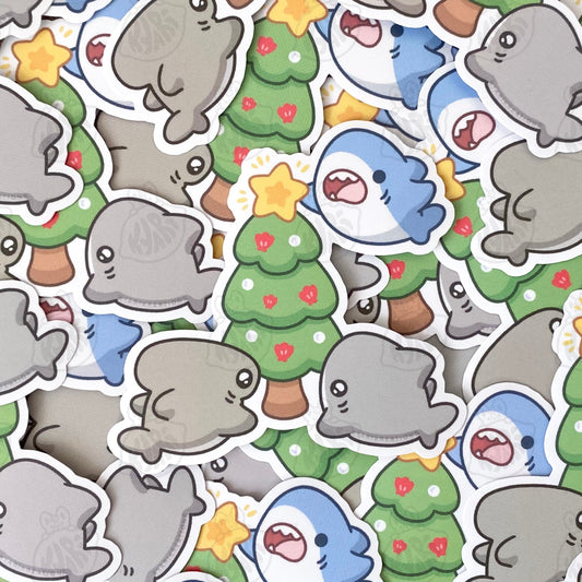 Shark Christmas Tree Stickers - KyariKreations