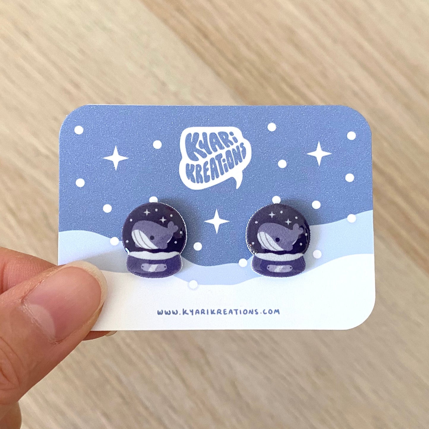Snow Globe Whale Stud Earrings - KyariKreations
