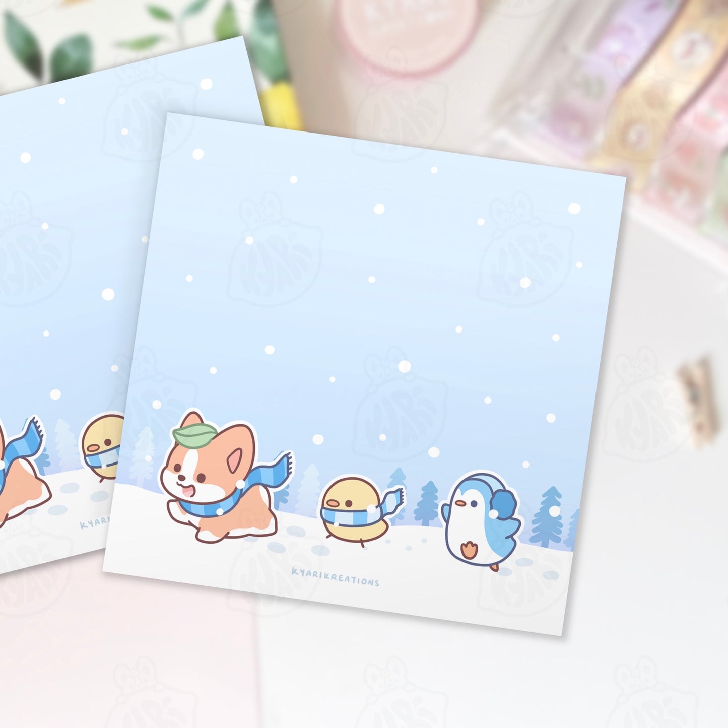 Winter Memo Pad - Yuzu and Friends - KyariKreations