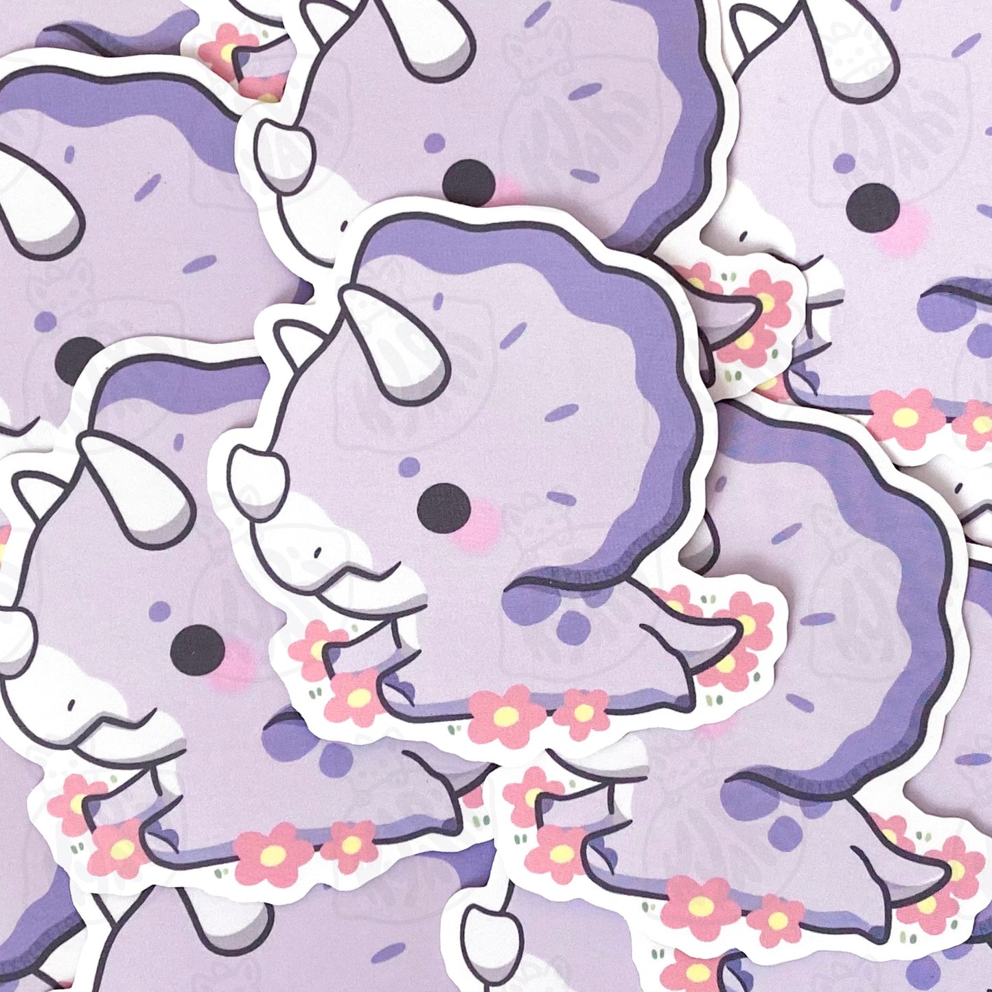 Flower Triceratops Stickers - KyariKreations