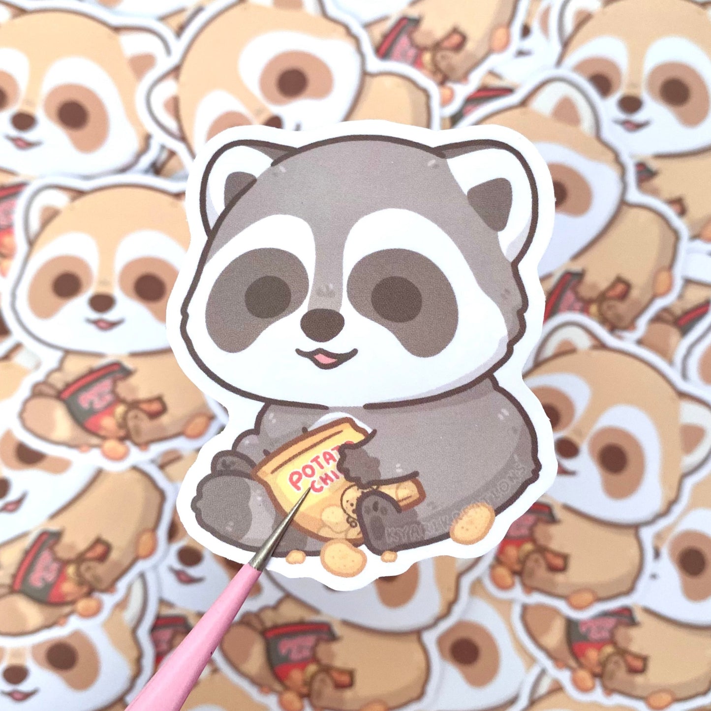Potato Chip Raccoon Stickers - KyariKreations