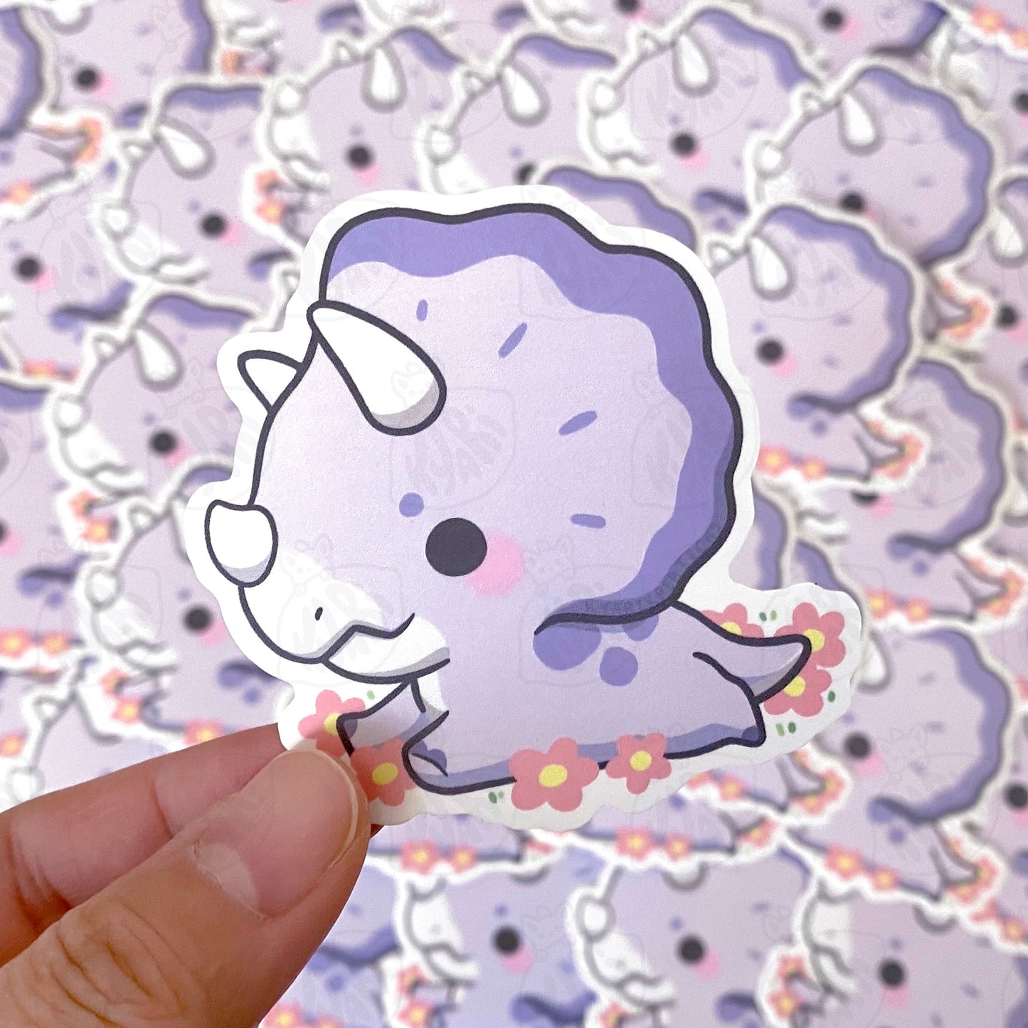 Flower Triceratops Stickers - KyariKreations