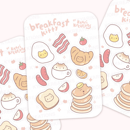 Breakfast Kitty Mini Sticker Sheet - KyariKreations