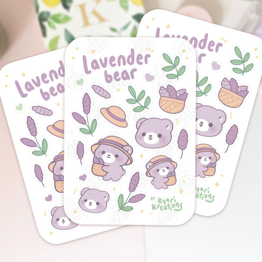 Lavender Bear Mini Sticker Sheet - KyariKreations