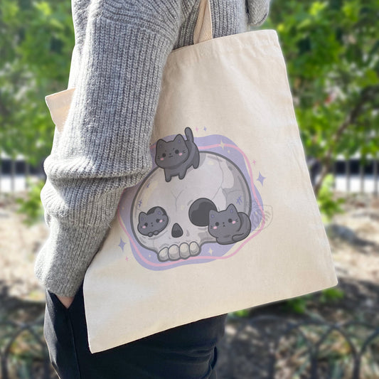 Skull Kitty Tote Bag - KyariKreations