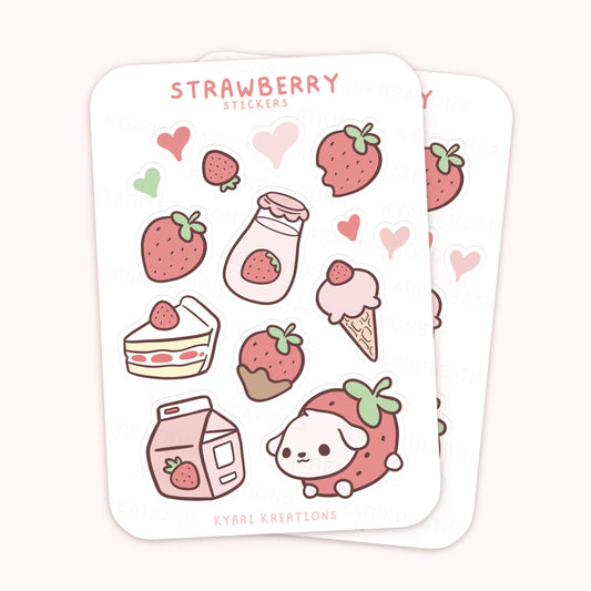 Strawberry Dog Sticker Sheet - KyariKreations