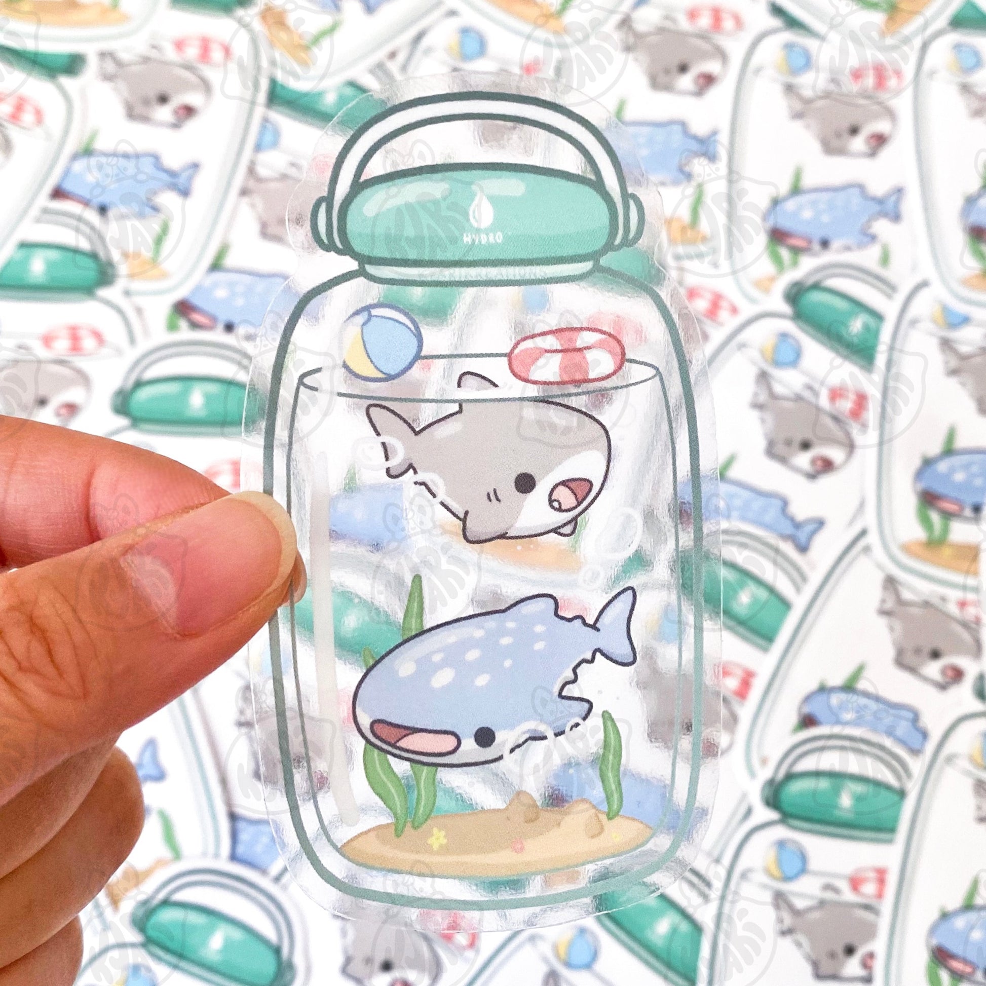 Sharks In A Bottle Stickers [TRANSPARENT STICKER] - KyariKreations