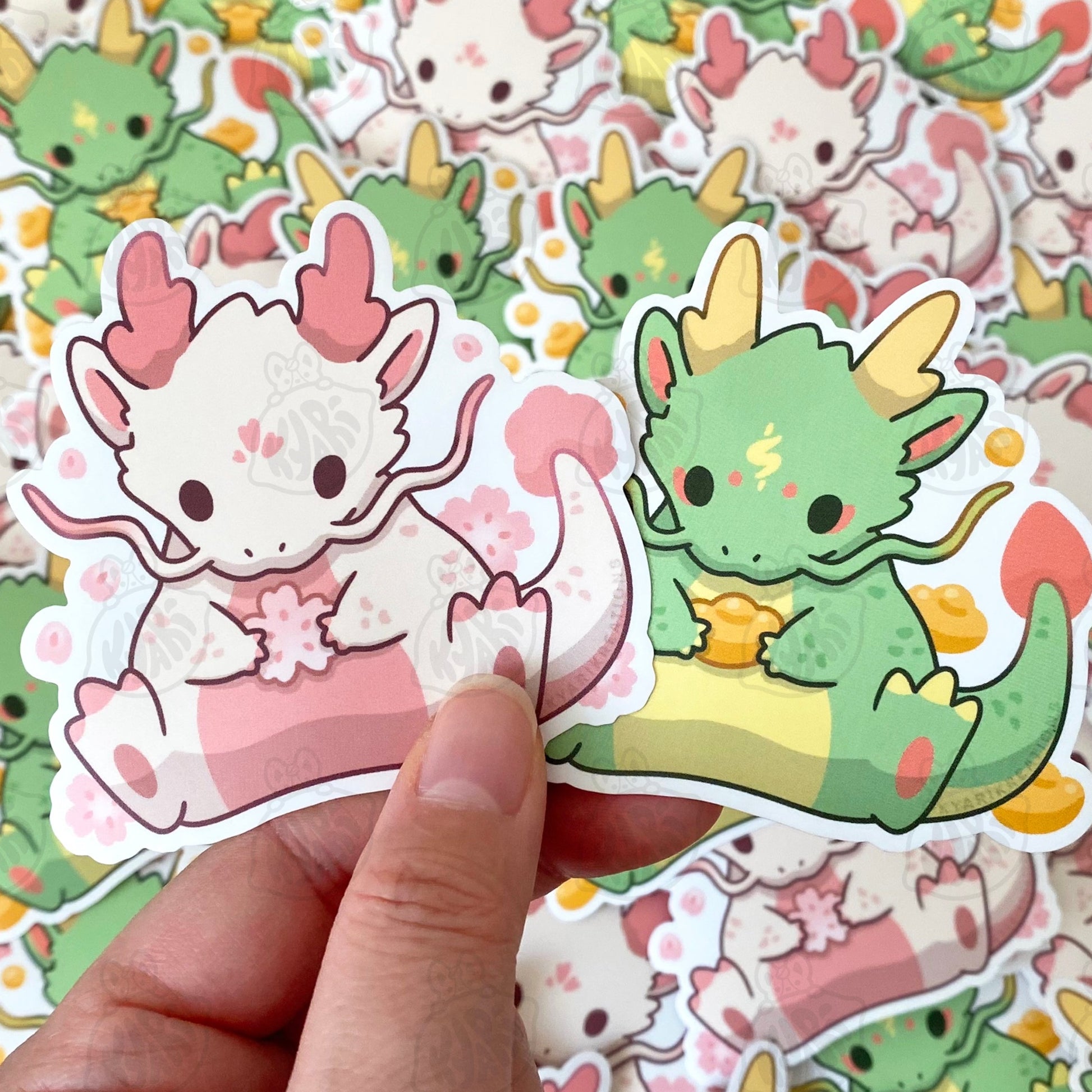 Lucky Sakura Dragon Stickers - KyariKreations
