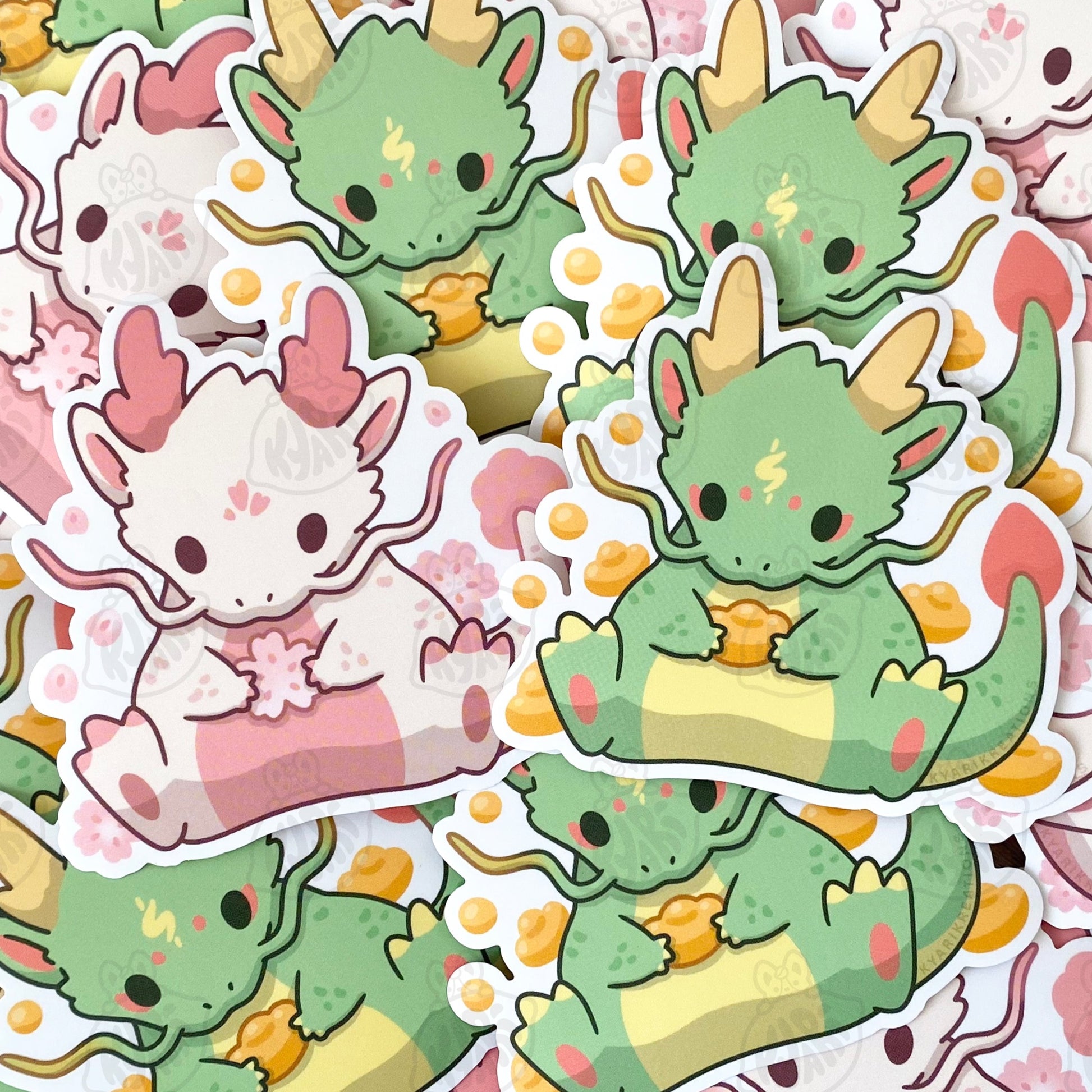 Lucky Sakura Dragon Stickers - KyariKreations