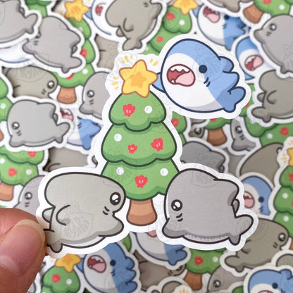 Shark Christmas Tree Stickers - KyariKreations
