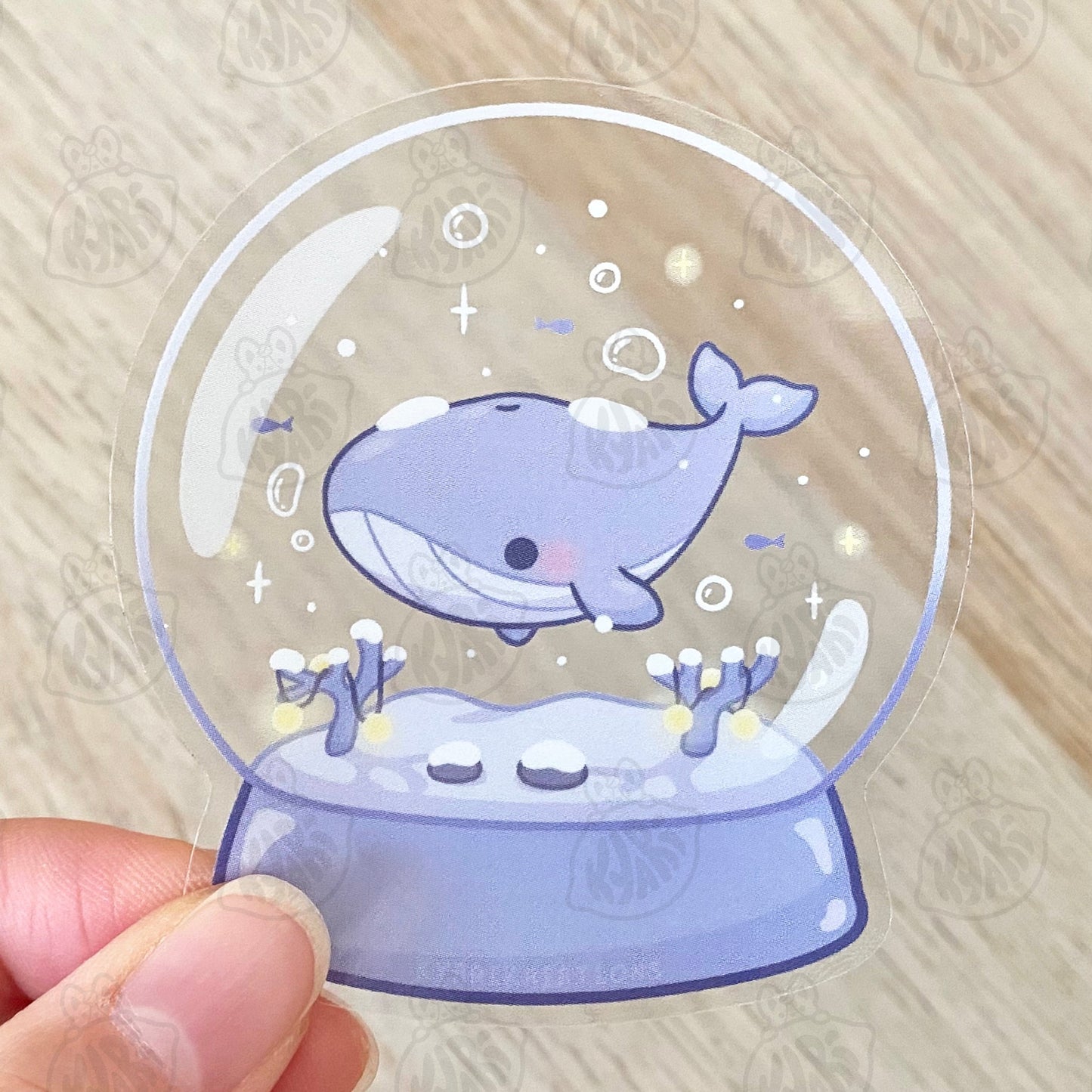 Snow Globe Whale Stickers [TRANSPARENT STICKER] - KyariKreations