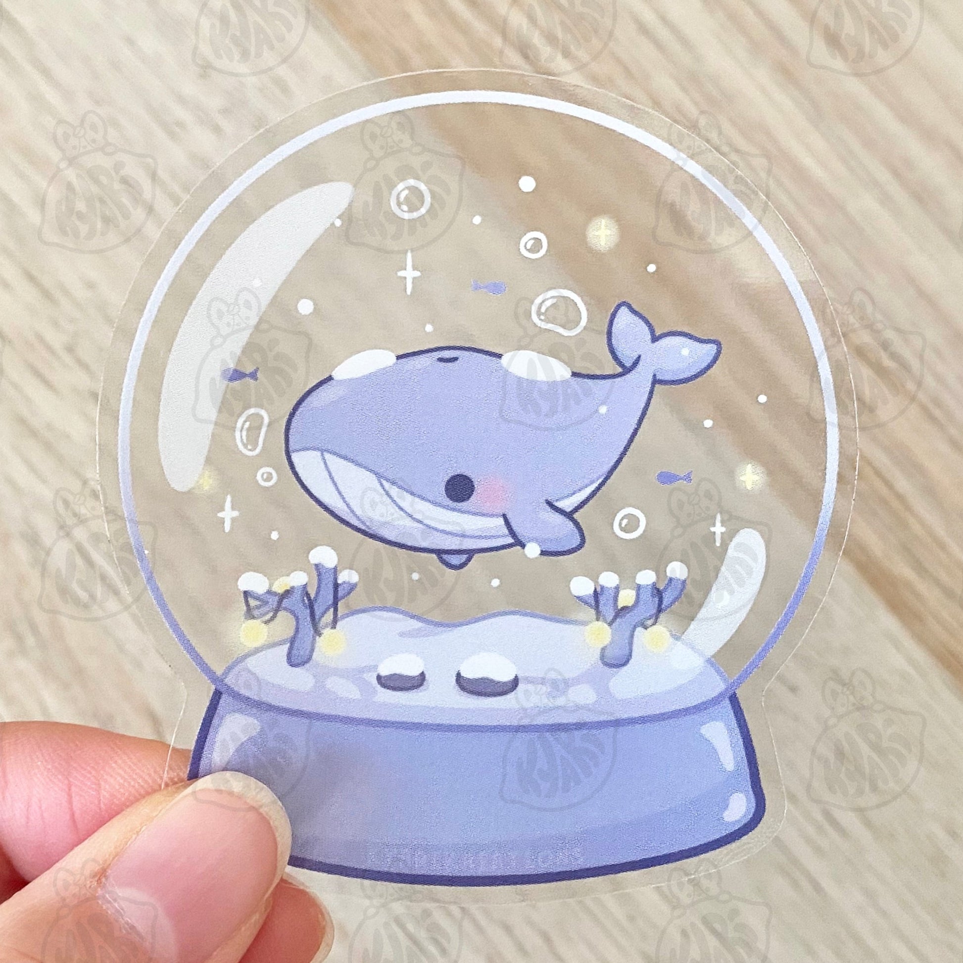 Snow Globe Whale Stickers [TRANSPARENT STICKER] - KyariKreations