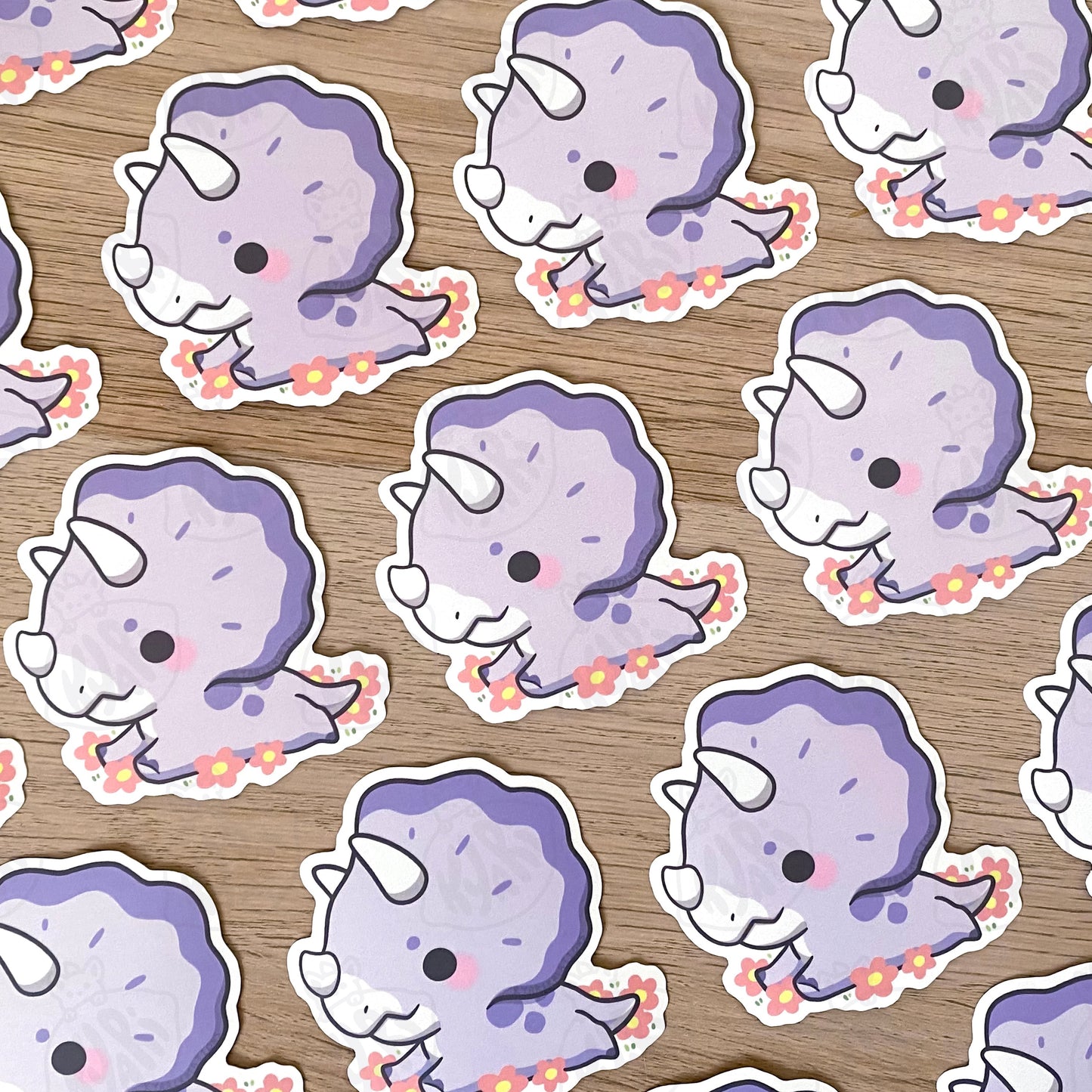 Flower Triceratops Stickers - KyariKreations