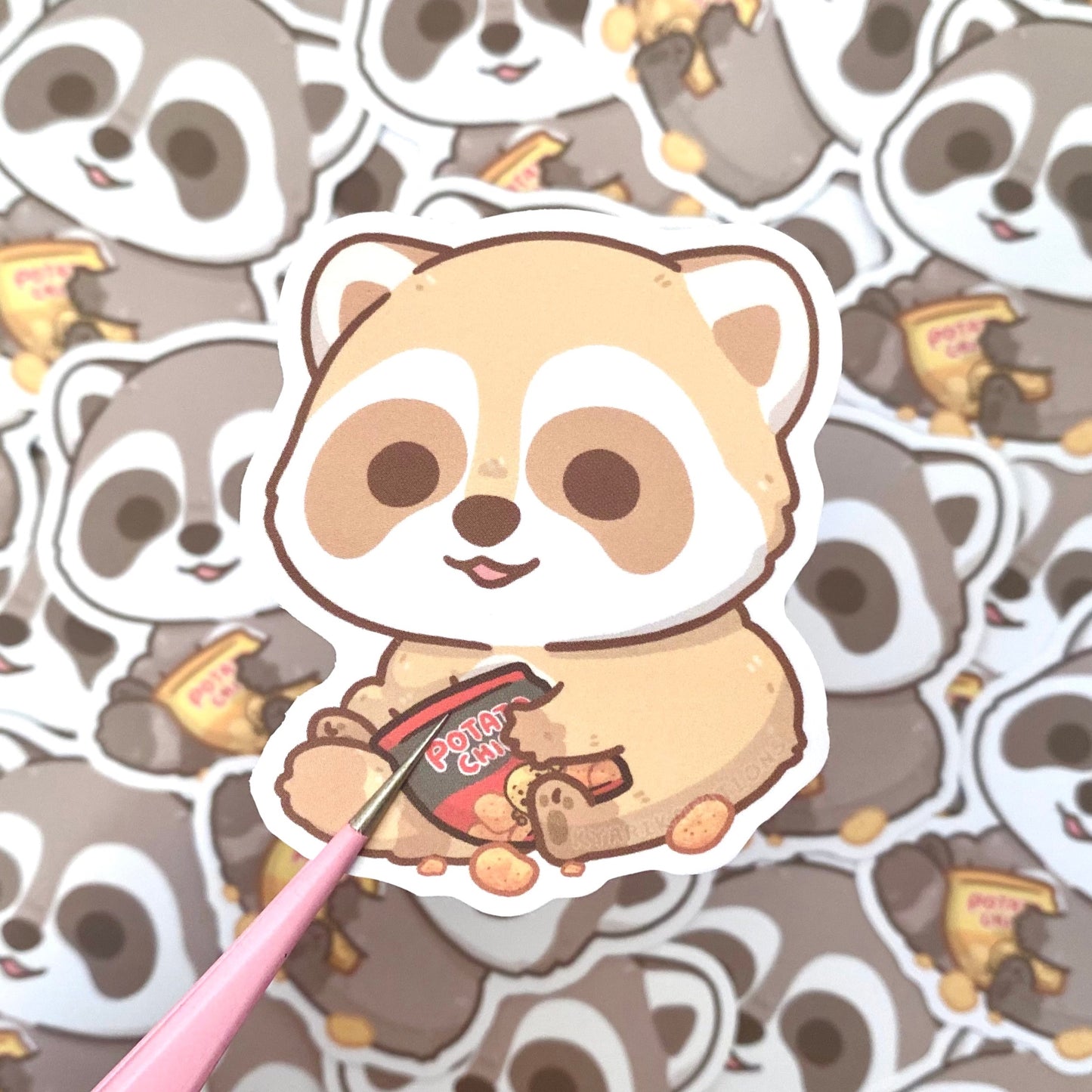 Potato Chip Raccoon Stickers - KyariKreations