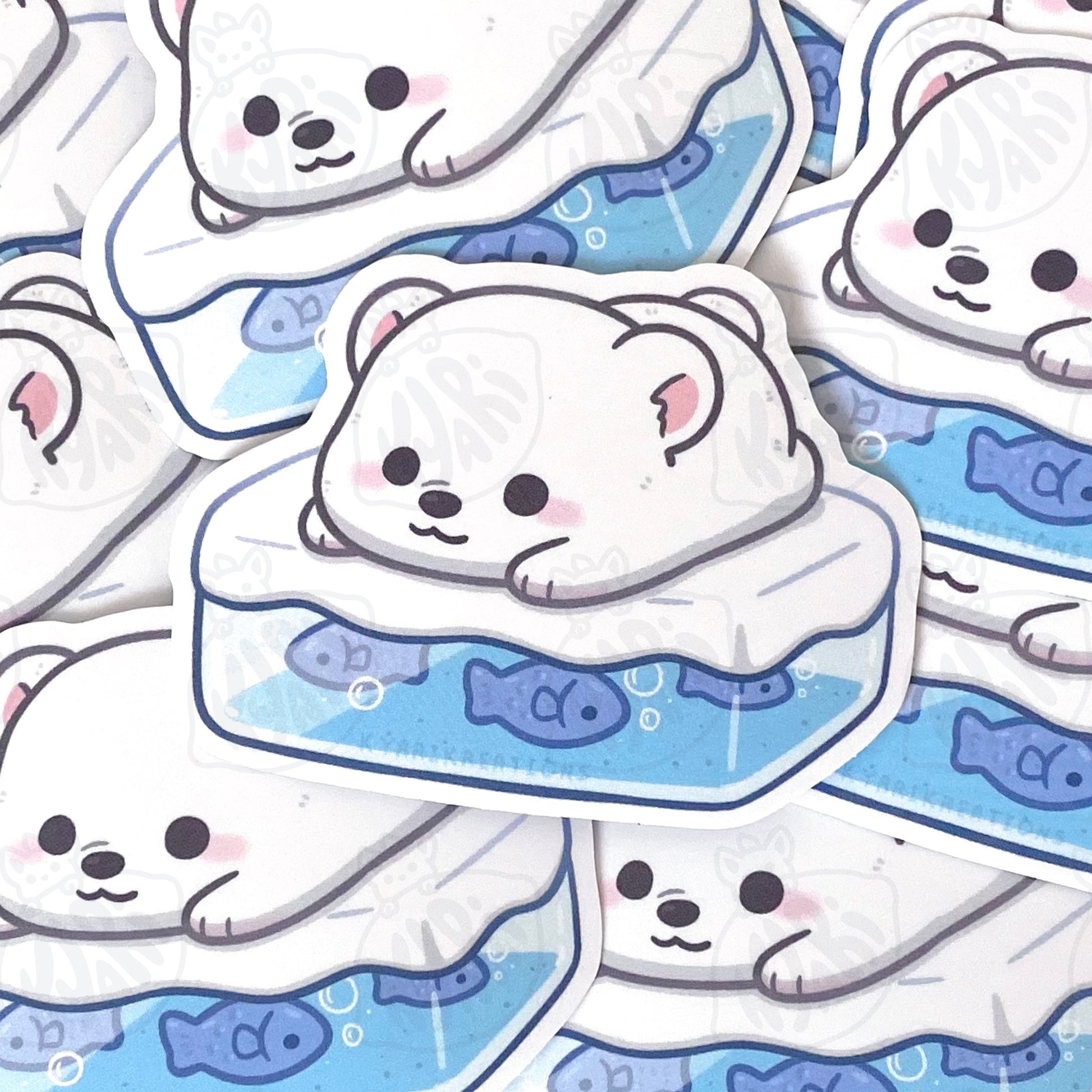 Polar Bear On Ice Stickers - KyariKreations