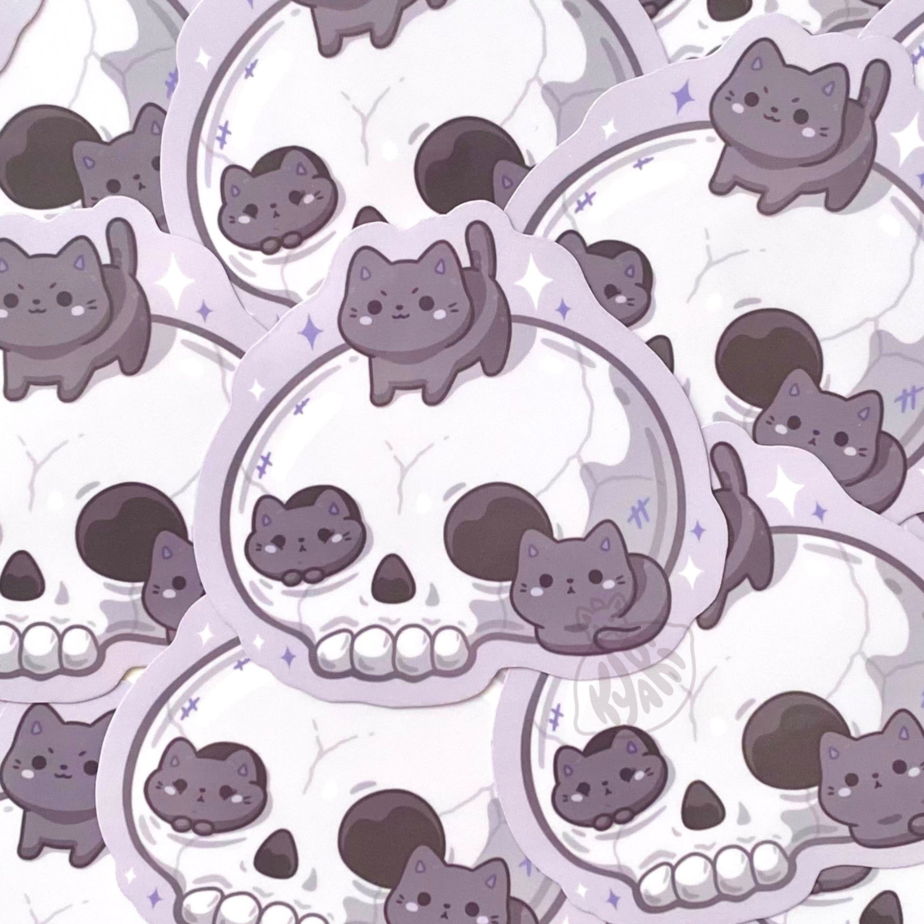 Skull Kitty Stickers - KyariKreations