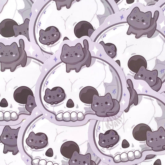 Skull Kitty Stickers - KyariKreations