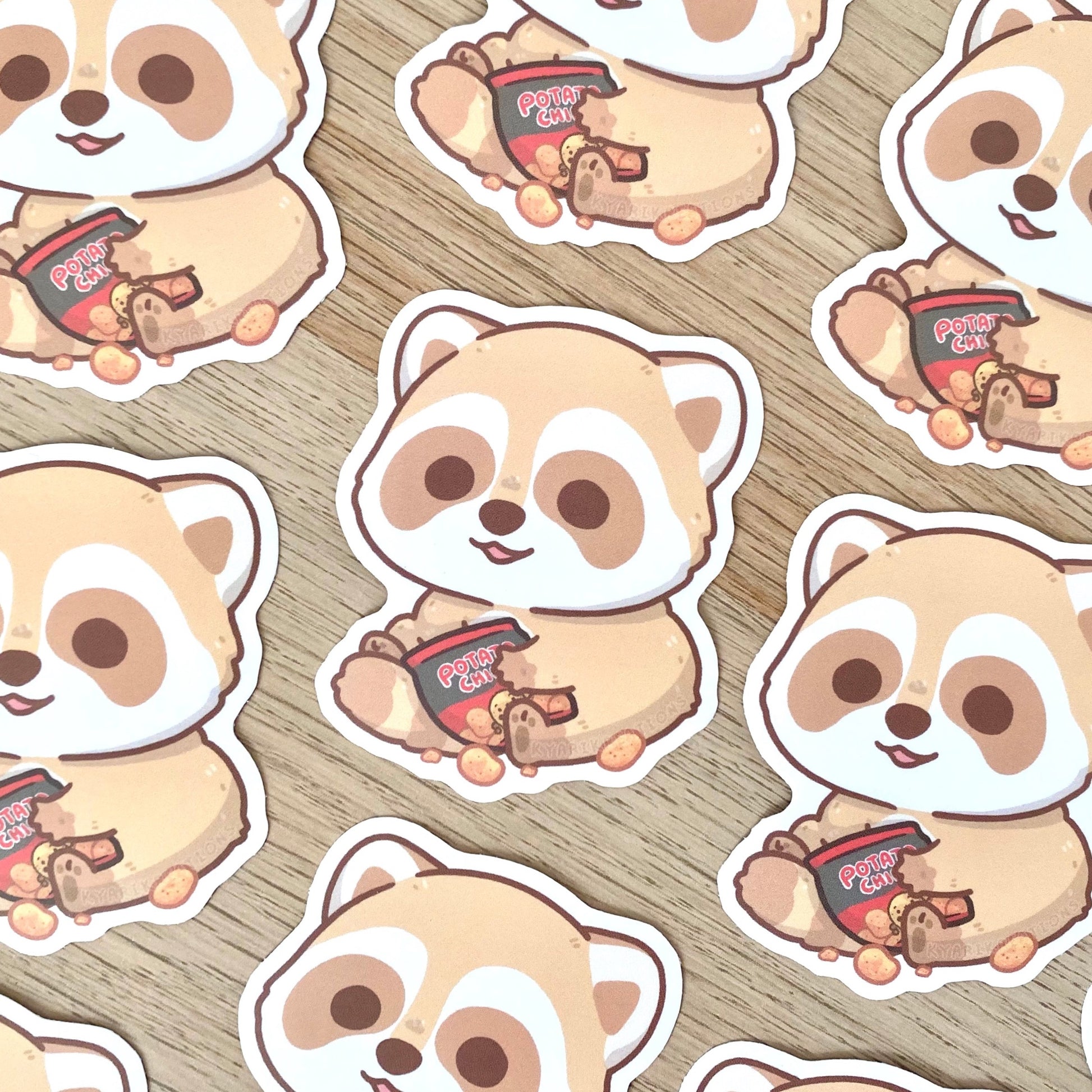 Potato Chip Raccoon Stickers - KyariKreations