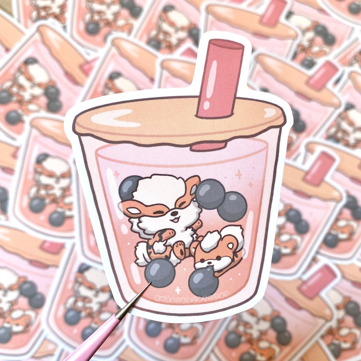 Arcanine Bubble Tea Stickers - KyariKreations