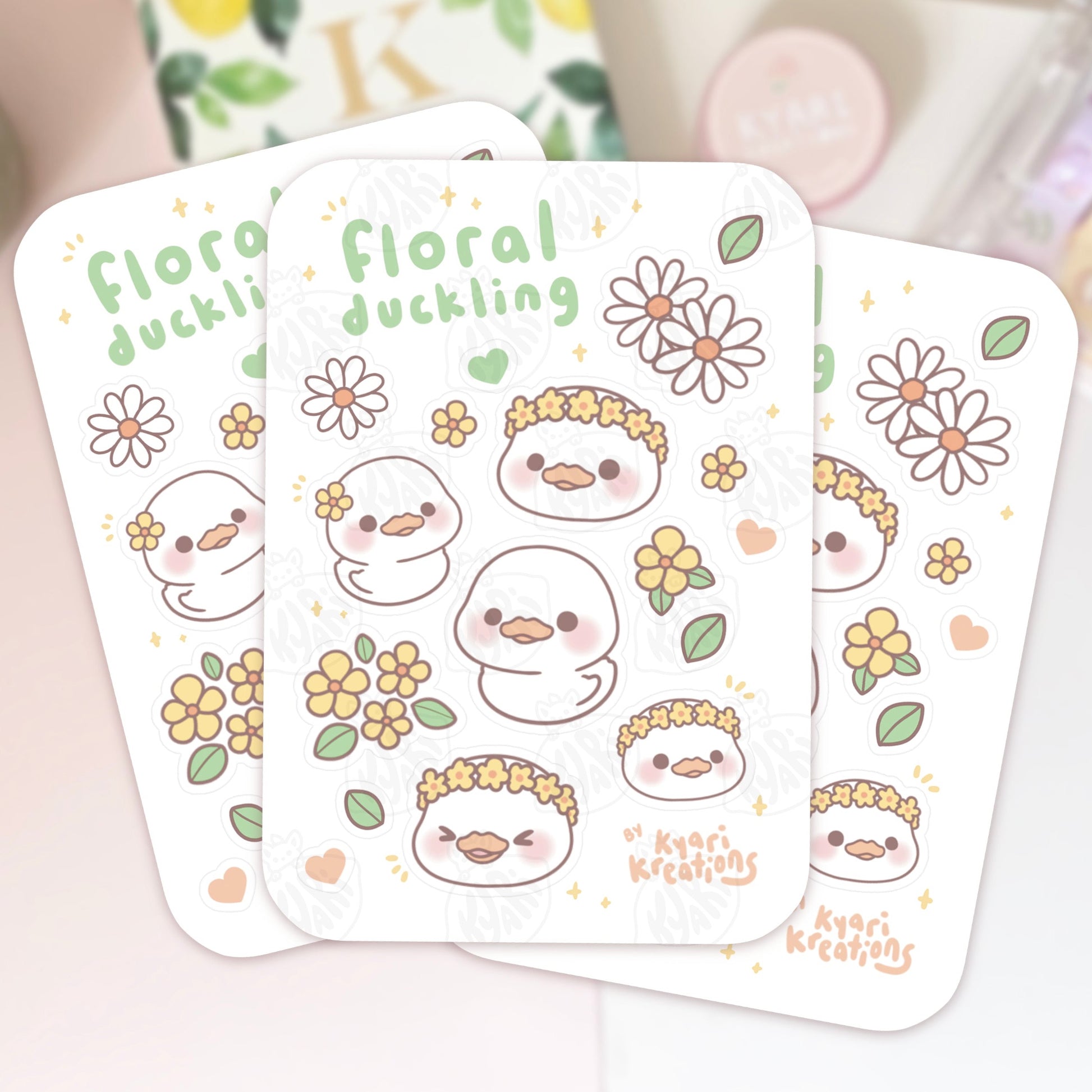 Floral Duckling Mini Sticker Sheet - KyariKreations