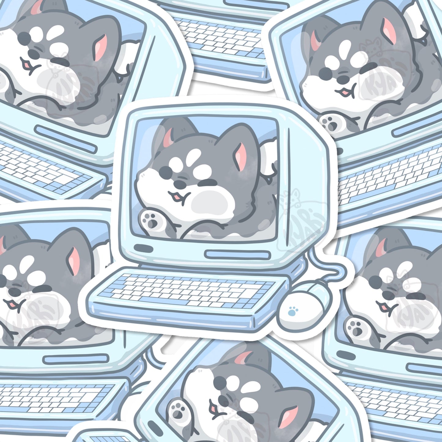 Husky In A Computer Stickers - KyariKreations