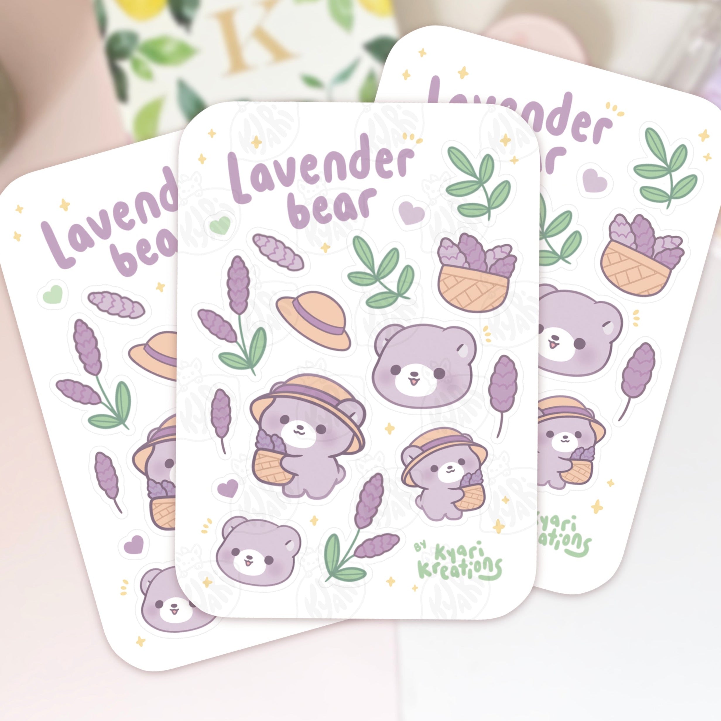 Lavender Bear Mini Sticker Sheet – KyariKreations