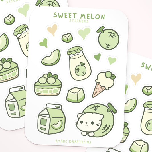 Melon Cat Sticker Sheet - KyariKreations