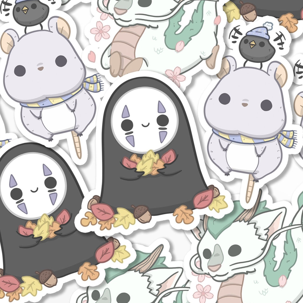 NoFace Pink Cow Print Stickers from Spirited Away for Studio