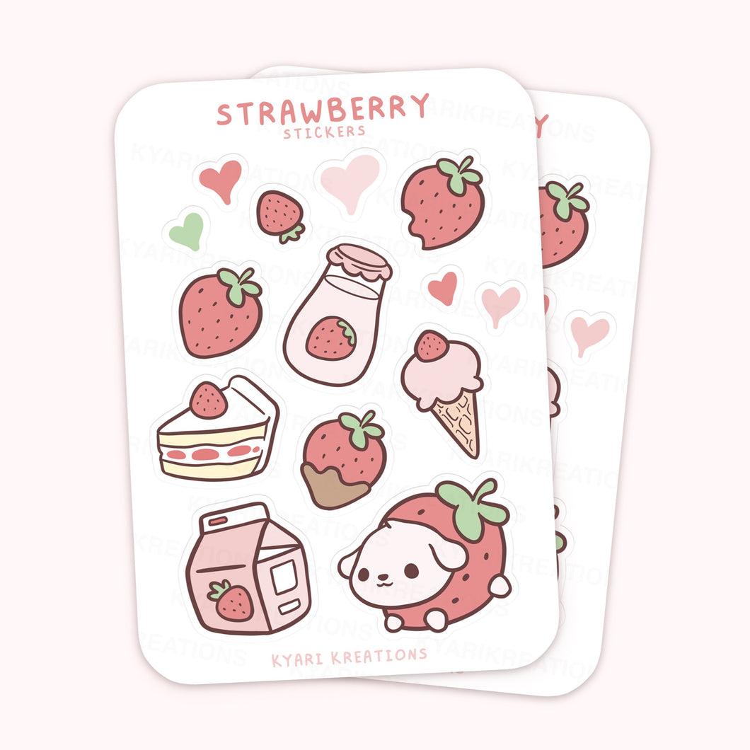 Strawberry Dog Sticker Sheet