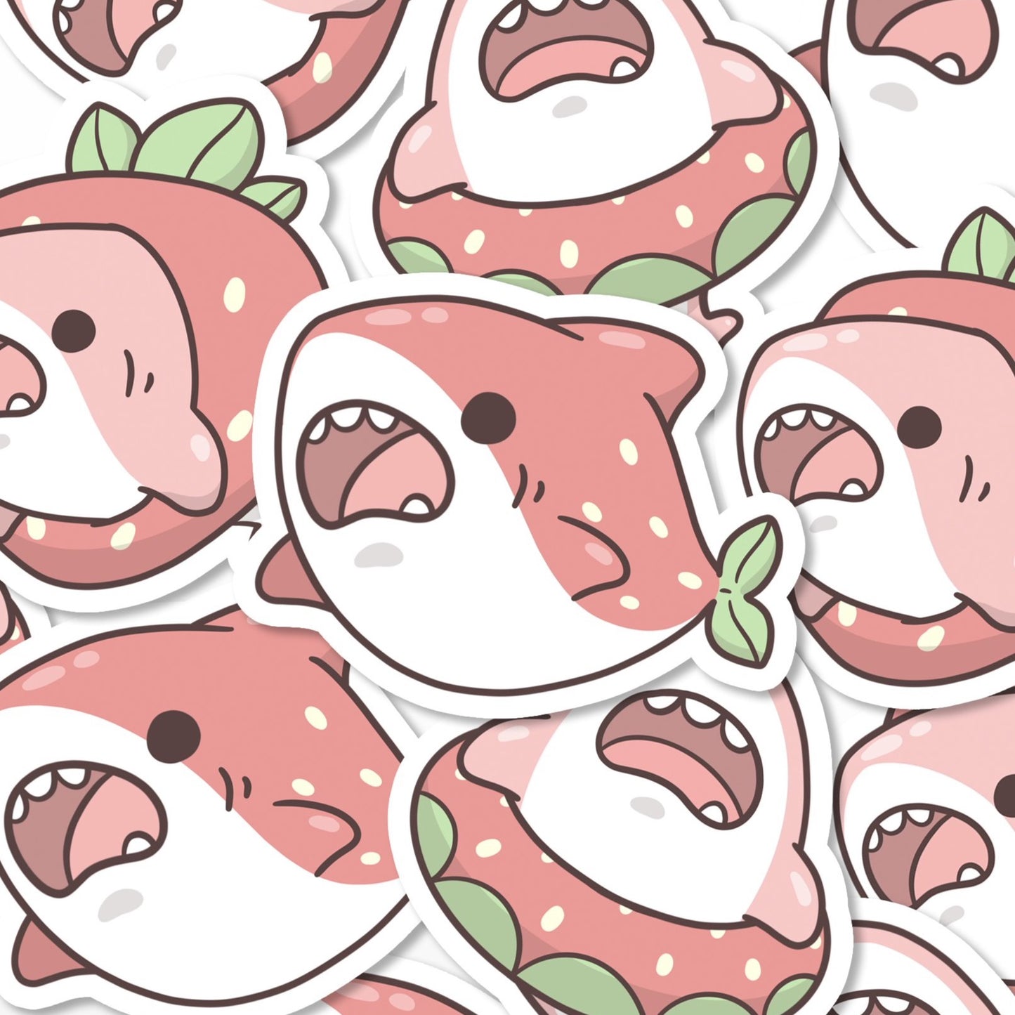 Strawberry Shark Stickers - KyariKreations