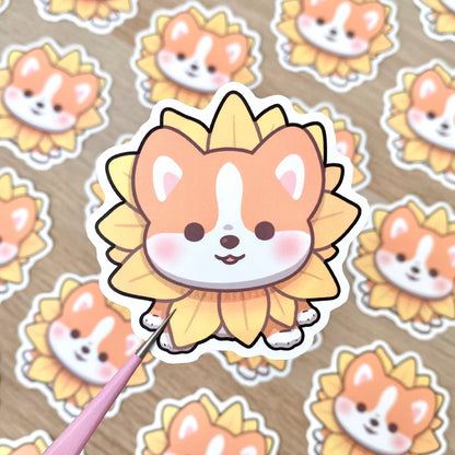 Sunflower Corgi Stickers - KyariKreations