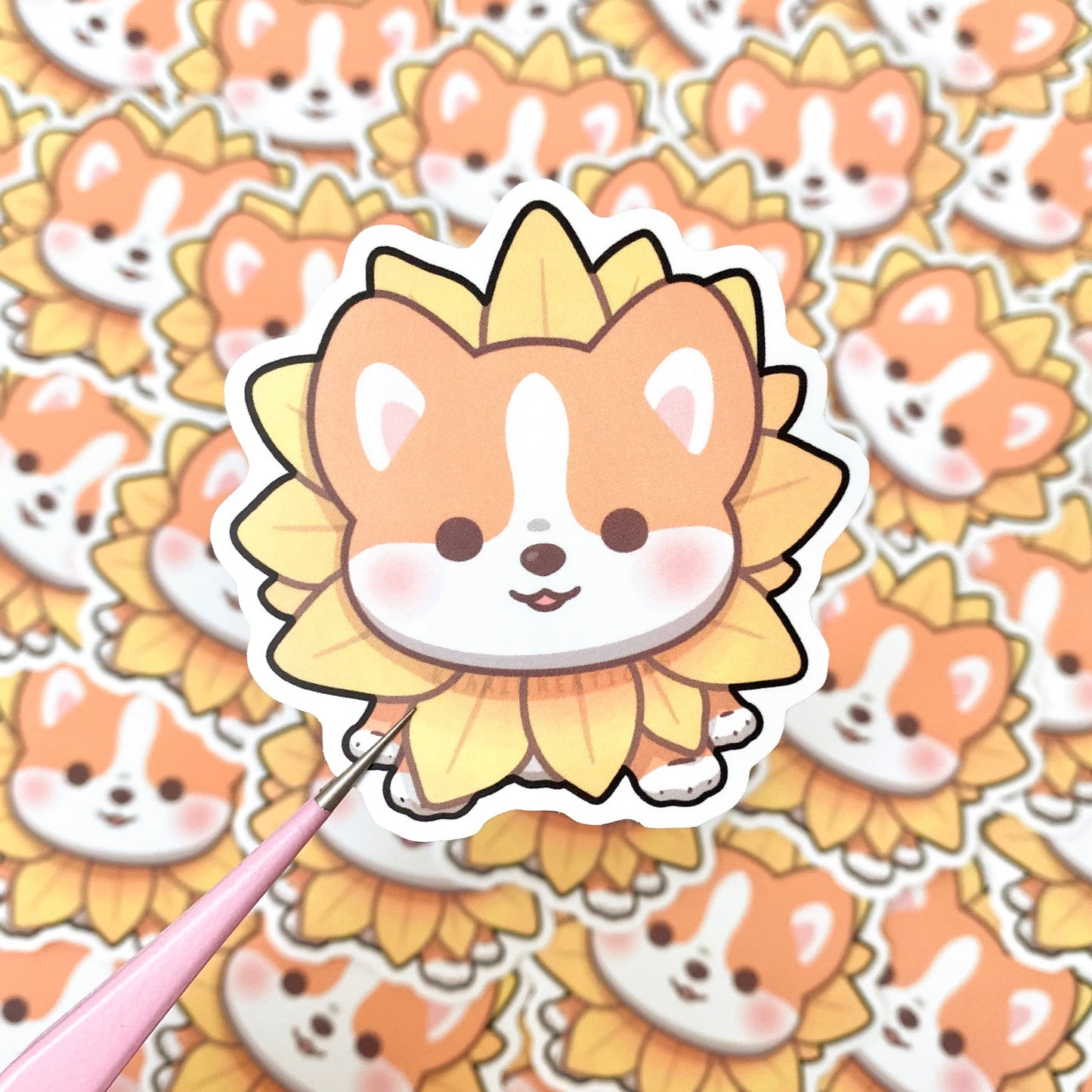 Sunflower Corgi Stickers - KyariKreations